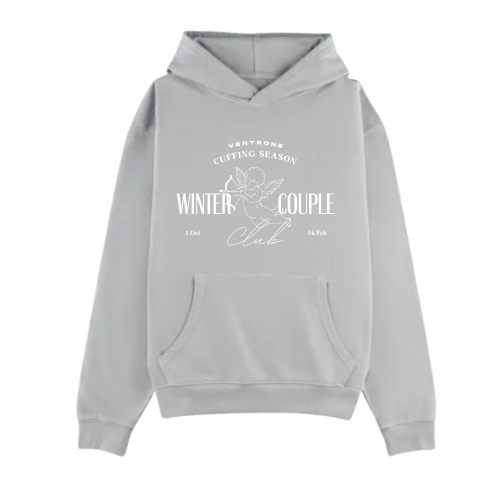 "WINTER COUPLE CLUB" GRAY VIOLET HOODIE