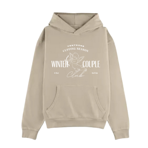"WINTER COUPLE CLUB" BEIGE HOODIE