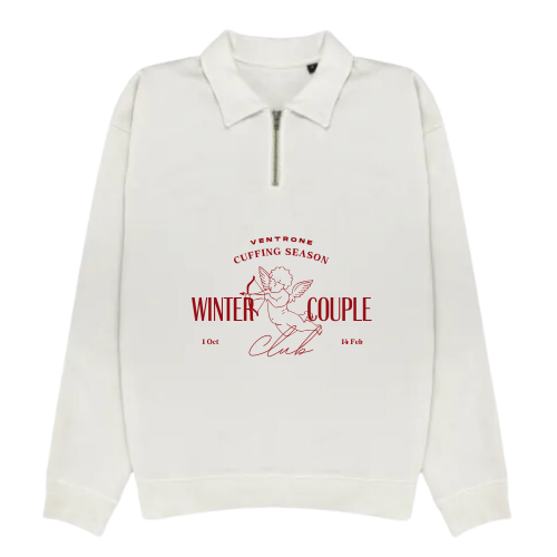 "WINTER COUPLE CLUB" HALF ZIP POLO CANNOLI CREAM